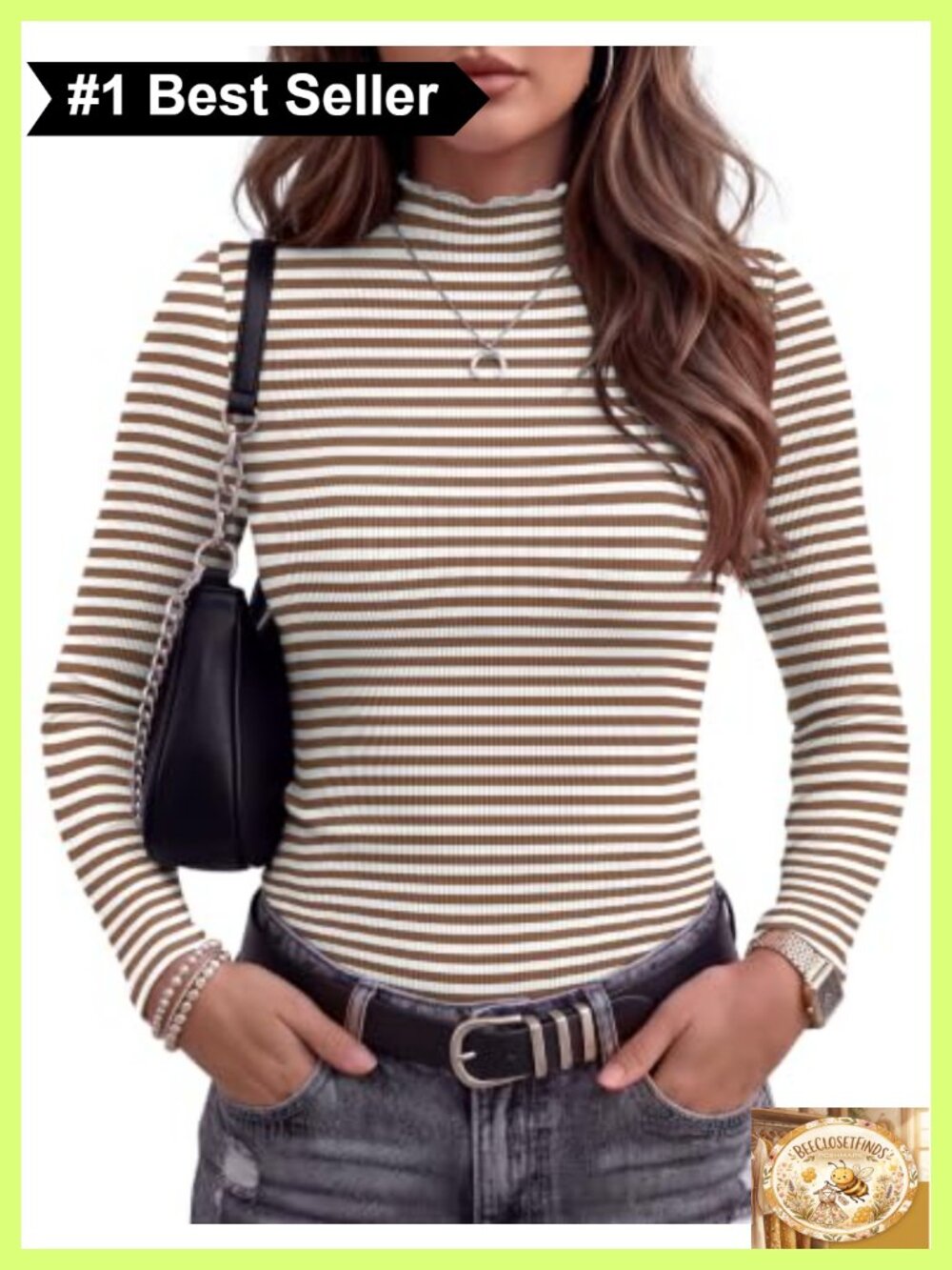 Mock Neck Ribbed Long Sleeve Slim Fit Top
